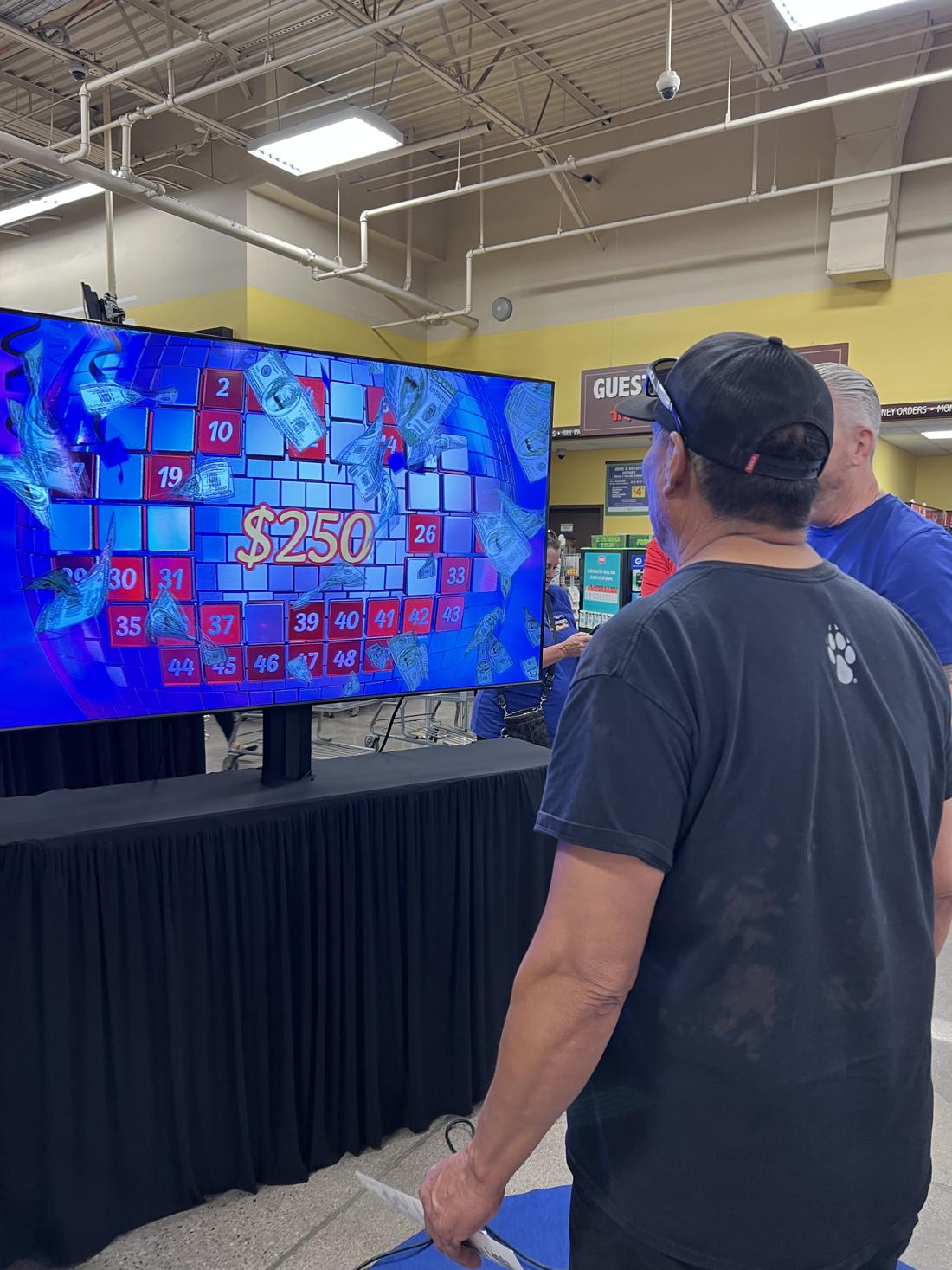 The game show contestants pick a number on the screen, and then would be given a cash reward.